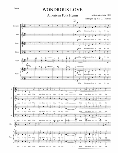 Free Sheet Music Wondrous Loves At B A Capella And Solo Violin