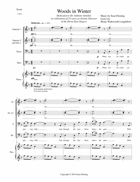 Free Sheet Music Woods In Winter For Ssaattbb Chorus