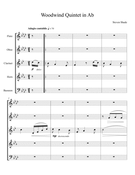 Woodwind Quintet In Ab Major Sheet Music