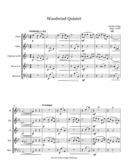 Woodwind Quintet Sheet Music