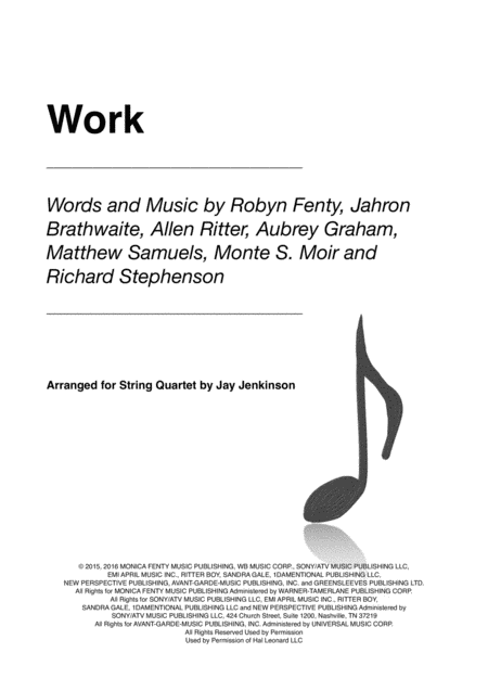 Work For String Quartet Sheet Music