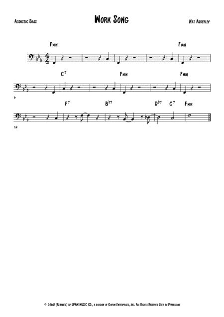 Free Sheet Music Work Song Acoustic Bass