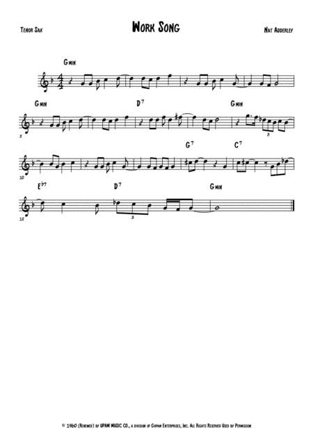 Work Song Tenor Sax Sheet Music