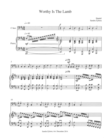 Free Sheet Music Worthy Is The Lamb Bass C Instrument Solo