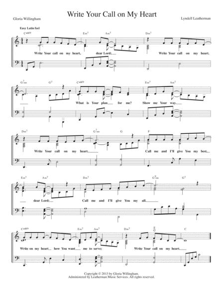 Write Your Call On My Heart Sheet Music