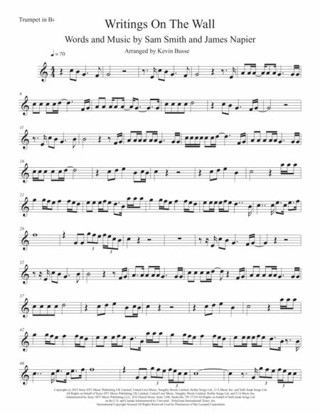 Free Sheet Music Writings On The Wall Easy Key Of C Trumpet