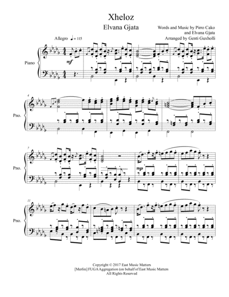 Xheloz Piano Solo Sheet Music