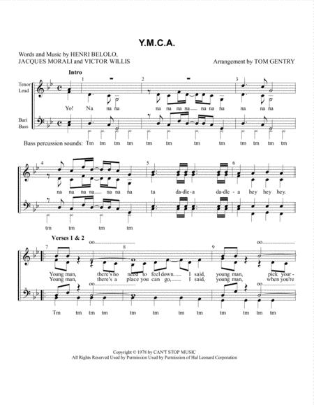 Free Sheet Music Y M C A Ssaa