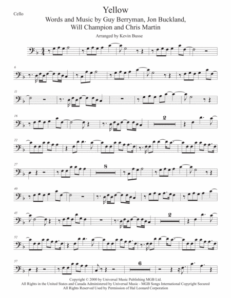 Free Sheet Music Yellow Cello