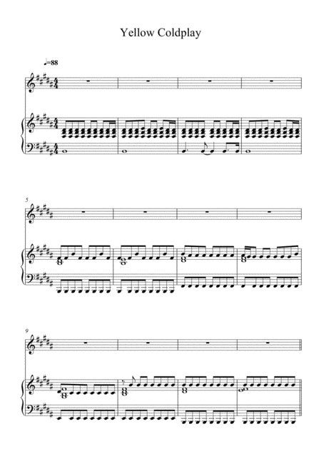 Free Sheet Music Yellow Coldplay For Piano And Voice