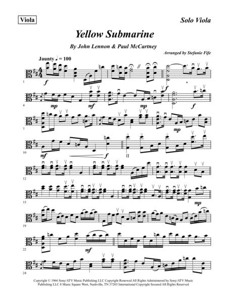 Free Sheet Music Yellow Submarine For Solo Viola