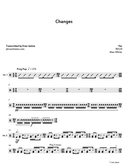 Free Sheet Music Yes Changes