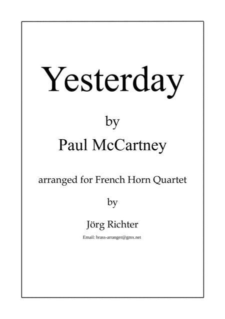 Free Sheet Music Yesterday Fr Horn Quartett