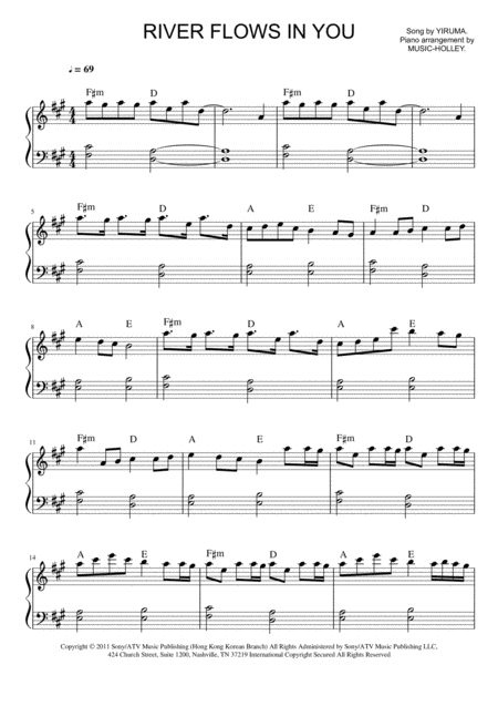 Free Sheet Music Yiruma River Flows In You Easy Piano Sheet