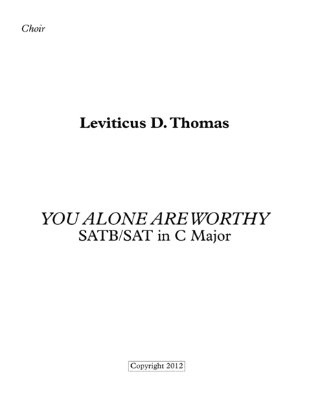 You Alone Are Worthy Sheet Music