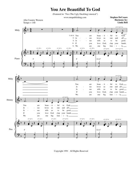 Free Sheet Music You Are Beautiful To God