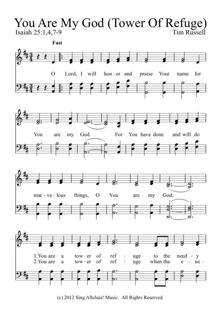 You Are My God Tower Of Refuge Sheet Music