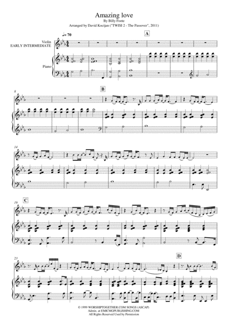 Free Sheet Music You Are My King Amazing Love Piano Violin Early Intermediate
