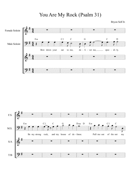 Free Sheet Music You Are My Rock Psalm 31