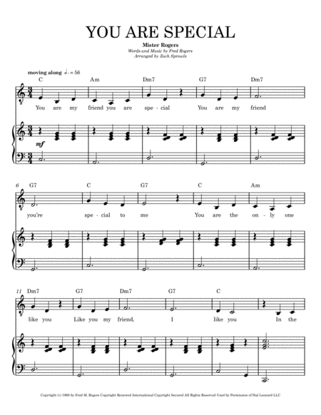 Free Sheet Music You Are Special From Mister Rogers Neighborhood Piano Vocal Guitar