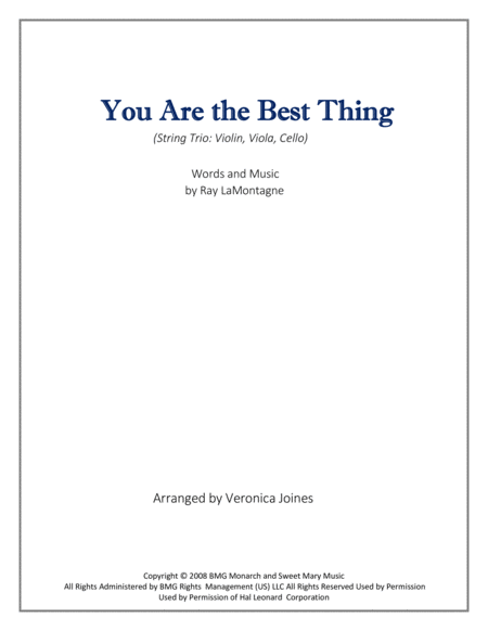 You Are The Best Thing For String Trio Violin Viola Cello Sheet Music