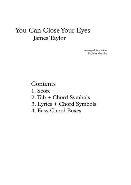 You Can Close Your Eyes Score Tab Chords Lyrics For Voice And Guitar Sheet Music