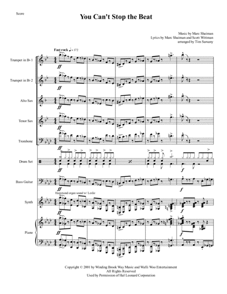 You Cant Stop The Beat Instrumental Pak Sheet Music