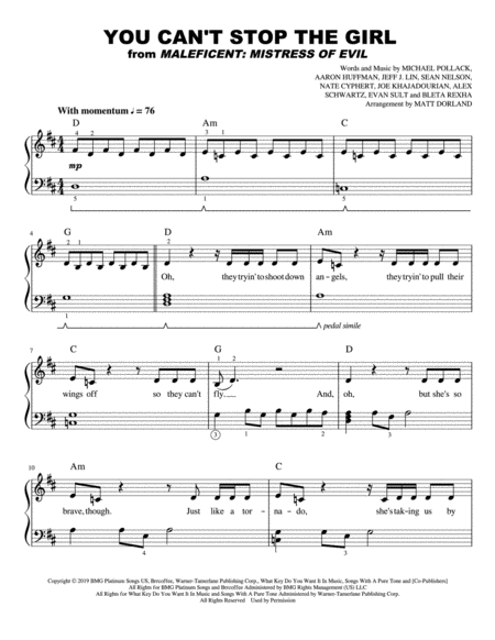 You Cant Stop The Girl Easy Piano Sheet Music