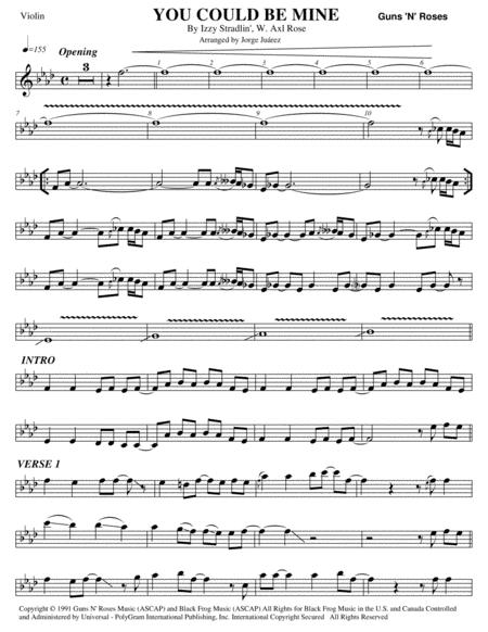 Free Sheet Music You Could Be Mine Violin