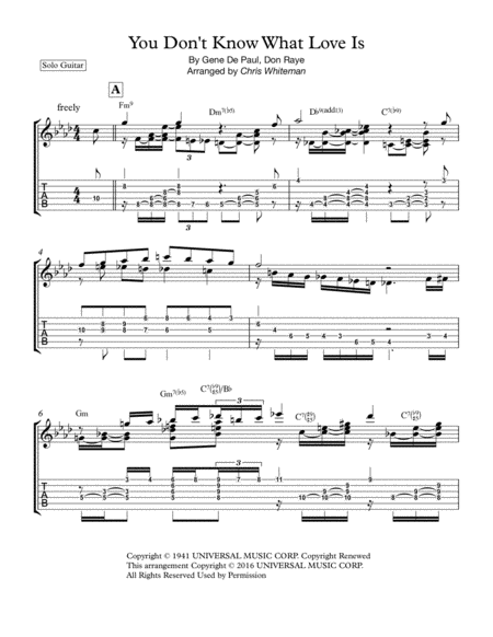 You Dont Know What Love Is Jazz Guitar Chord Melody Sheet Music