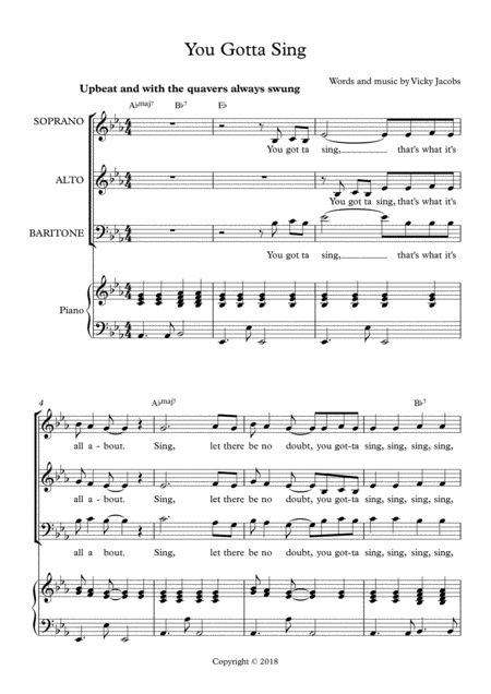 Free Sheet Music You Gotta Sing Sab