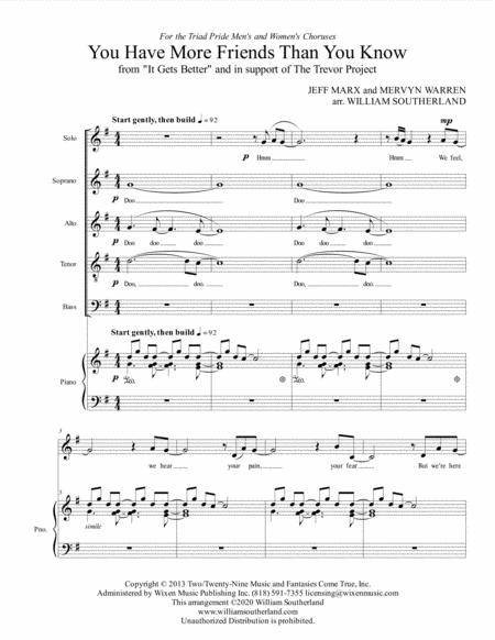 Free Sheet Music You Have More Friends Than You Know