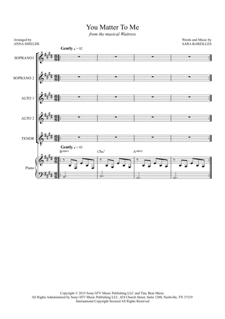 Free Sheet Music You Matter To Me Ssaat Choir With Piano