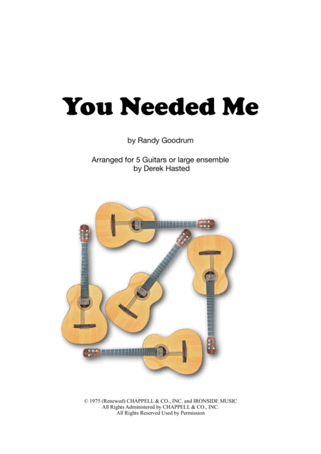 You Needed Me Easy Guitar Quintet Sheet Music