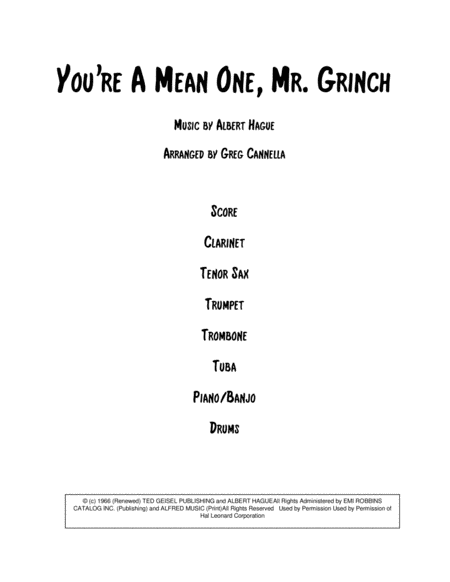 You Re A Mean One Mr Grinch Sheet Music