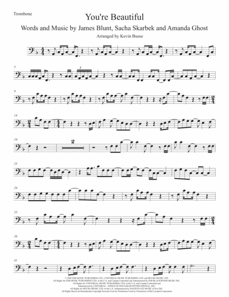 You Re Beautiful Trombone Sheet Music