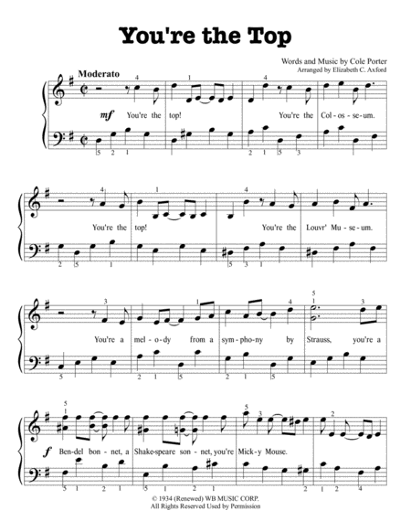 Free Sheet Music You Re The Top