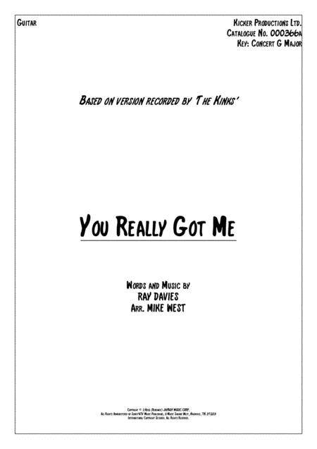 You Really Got Me Guitar Sheet Music