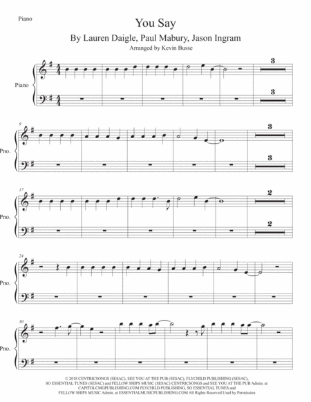 You Say Piano Sheet Music