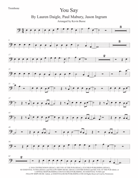 Free Sheet Music You Say Trombone Easy Key Of C