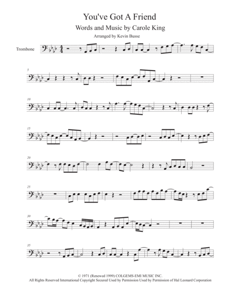 Free Sheet Music You Ve Got A Friend Trombone