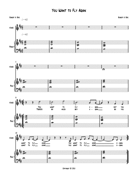 You Want To Fly Again Piano Vocal Sheet Music