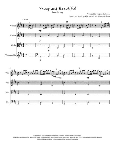 Free Sheet Music Young And Beautiful