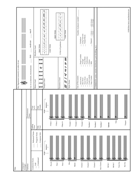 Young Band Music Analysis Form 28 Samples Resource For Band Directors Sheet Music