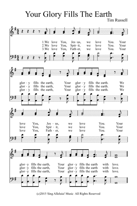 Free Sheet Music Your Glory Fills The Earth