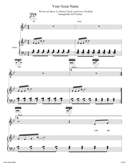 Free Sheet Music Your Great Name