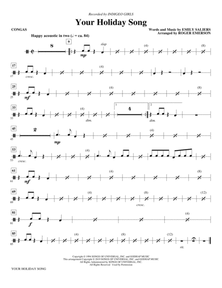 Free Sheet Music Your Holiday Song Arr Roger Emerson Congas