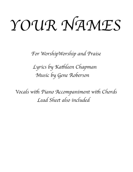 Free Sheet Music Your Names