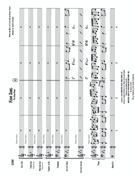 Free Sheet Music Your Song For Rock Band With Horns