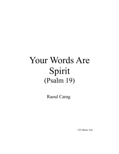 Your Words Are Spirit Psalm 19 Sheet Music